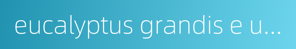 eucalyptus grandis e urophylla的同义词