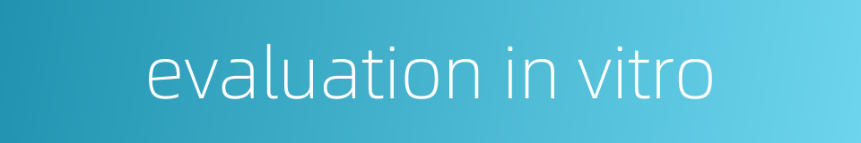 evaluation in vitro的同义词