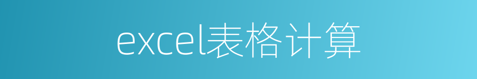 excel表格计算的同义词