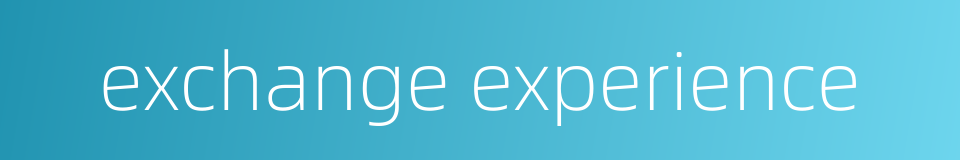 exchange experience的同义词