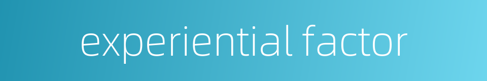 experiential factor的同义词