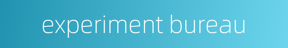 experiment bureau的同义词