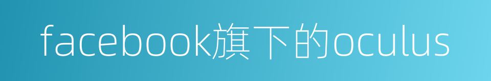 facebook旗下的oculus的同义词