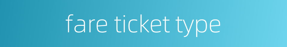 fare ticket type的同义词