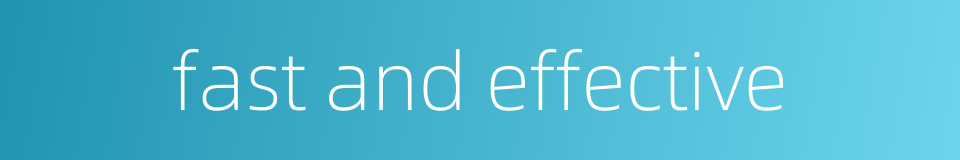 fast and effective的同义词