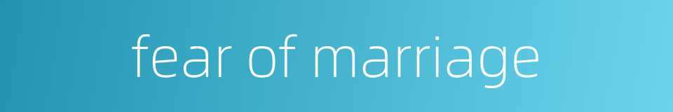 fear of marriage的同义词