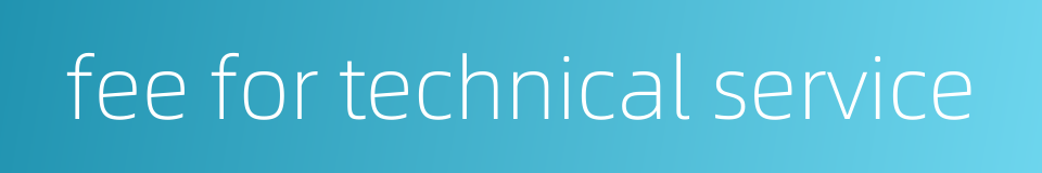 fee for technical service的同义词