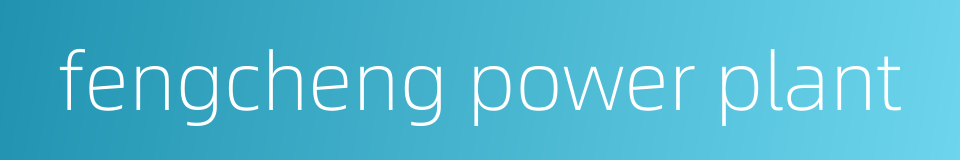 fengcheng power plant的同义词
