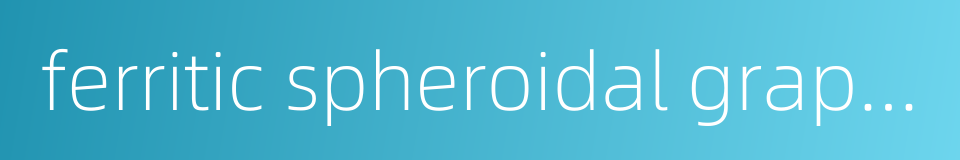 ferritic spheroidal graphite cast iron的同义词