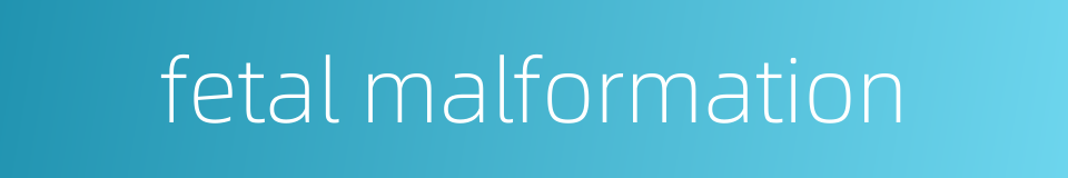 fetal malformation的同义词