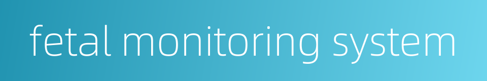 fetal monitoring system的同义词