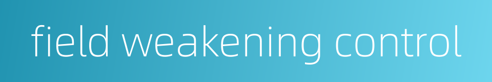 field weakening control的同义词