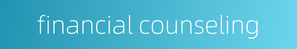 financial counseling的同义词