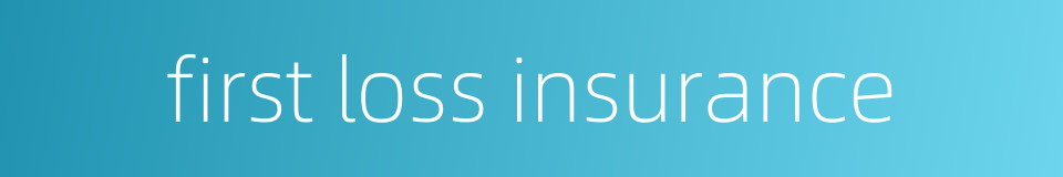 first loss insurance的同义词