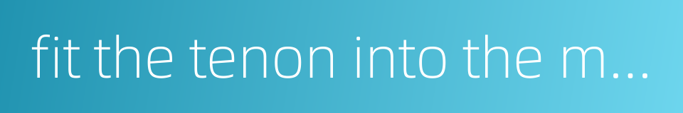 fit the tenon into the mortise的同义词