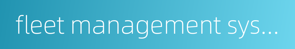 fleet management system的同义词