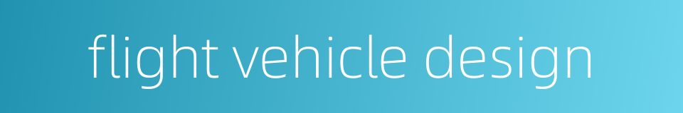 flight vehicle design的同义词