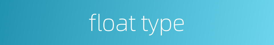 float type的同义词