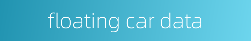 floating car data的同义词