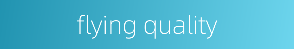 flying quality的同义词