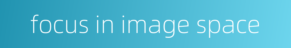 focus in image space的同义词