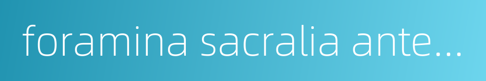 foramina sacralia anteriora的同义词