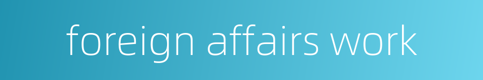 foreign affairs work的同义词