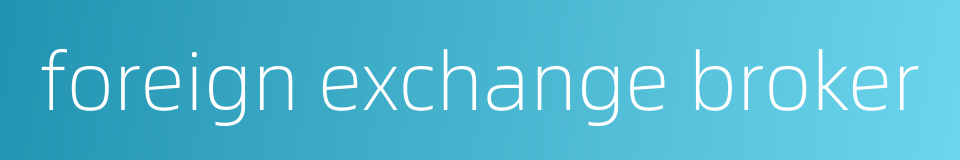 foreign exchange broker的同义词