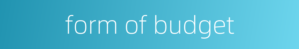 form of budget的同义词