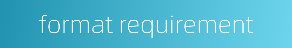 format requirement的同义词