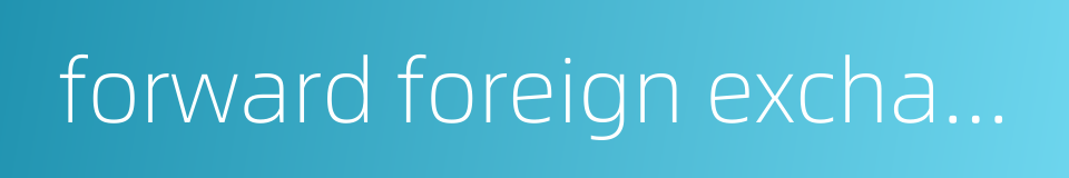 forward foreign exchange market的同义词