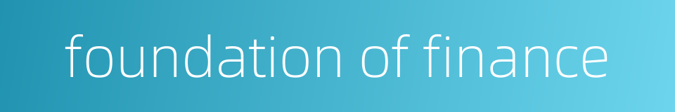 foundation of finance的同义词