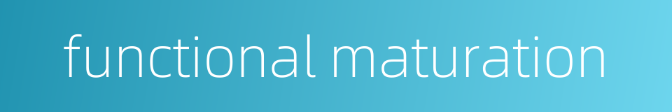functional maturation的同义词