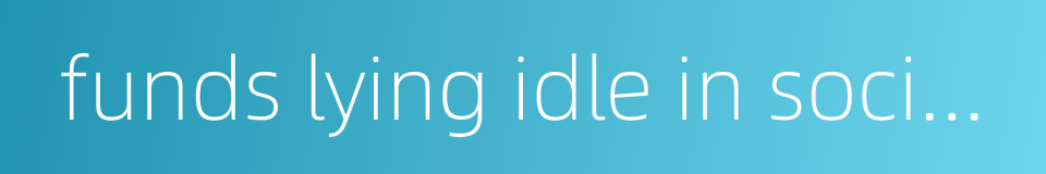 funds lying idle in society的同义词