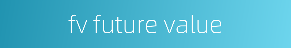 fv future value的同义词