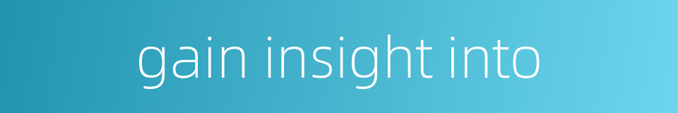gain insight into的同义词
