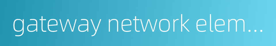 gateway network element的同义词
