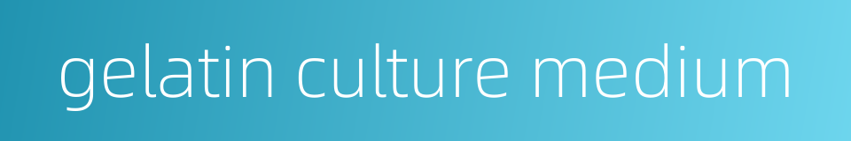 gelatin culture medium的同义词