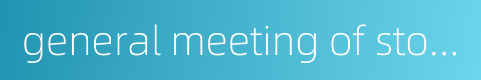 general meeting of stockholders的同义词