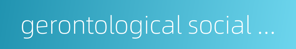 gerontological social work的同义词