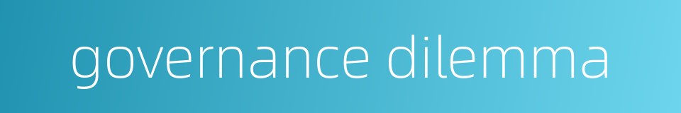 governance dilemma的同义词