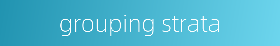 grouping strata的同义词