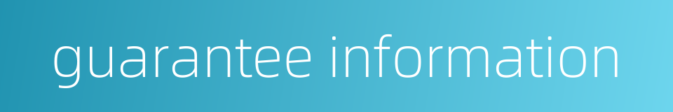 guarantee information的同义词