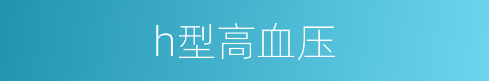 h型高血压的同义词