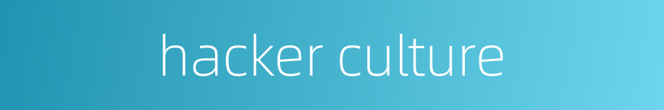 hacker culture的同义词