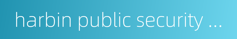 harbin public security bureau的同义词
