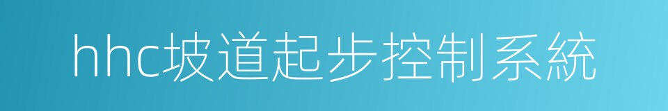 hhc坡道起步控制系統的同義詞