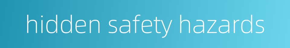 hidden safety hazards的同义词