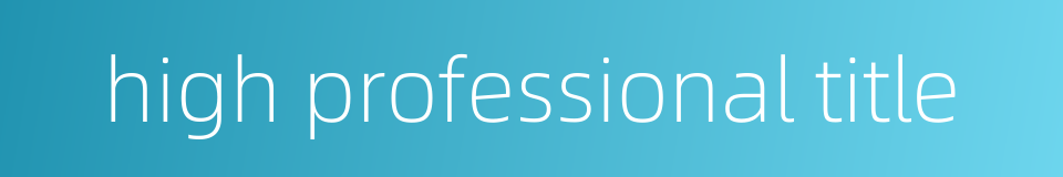 high professional title的同义词
