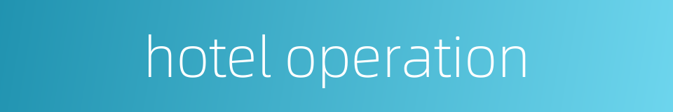 hotel operation的同义词